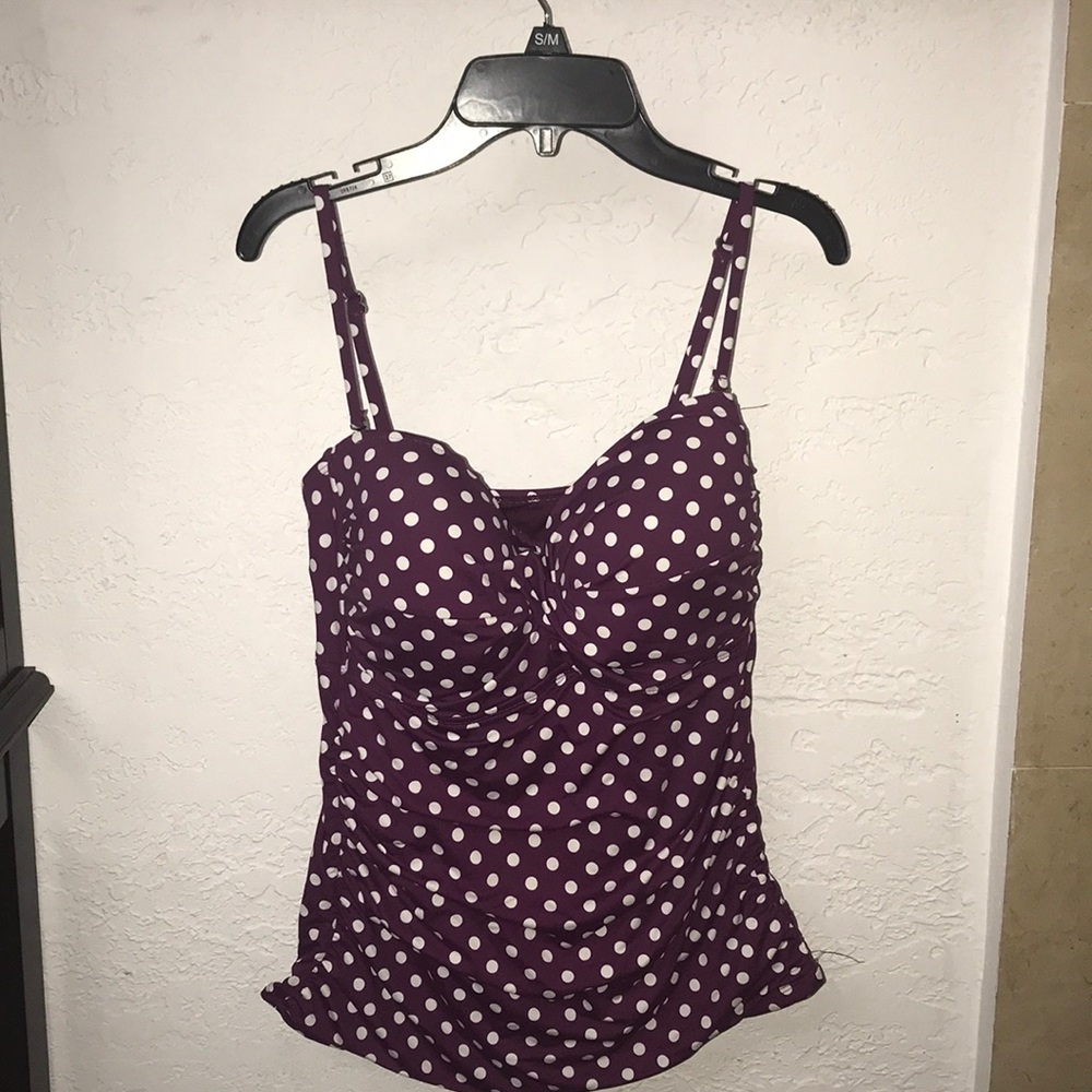 NWOT Apt 9 Bathing suit top white polka dots